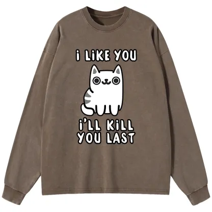 Tokyo-Lion Cats And Humans Have A Love-hate Relationship Washed Long Sleeve T-Shirt-Tokyo-Lion