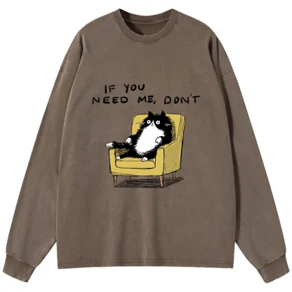 Tokyo-Lion Unavailable Cat Washed Long Sleeve T-Shirt