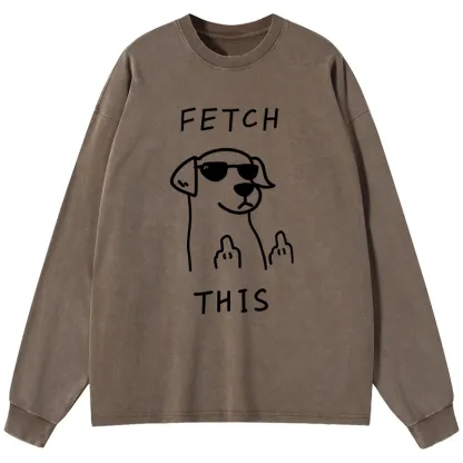 Tokyo-Lion Rebellious Dog Washed Long Sleeve T-Shirt