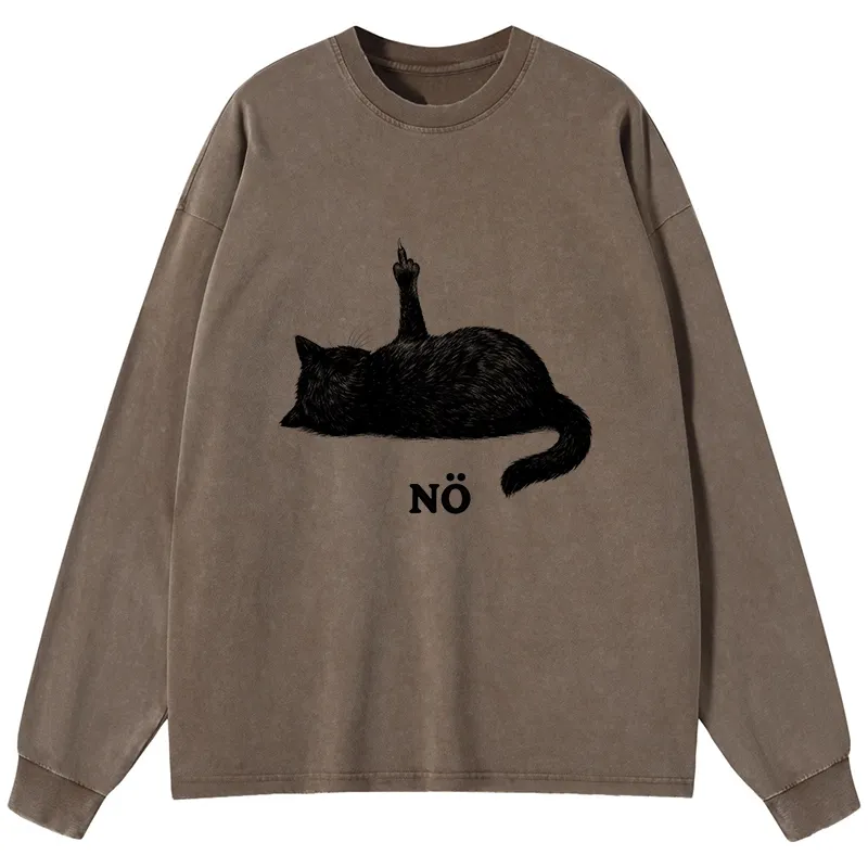 Tokyo-Lion Cat Refused Washed Long Sleeve T-Shirt