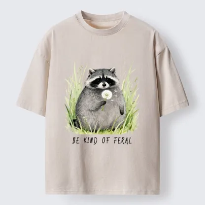 Tokyo-Lion Gentle Feral Raccoon Moments Washed T-Shirt