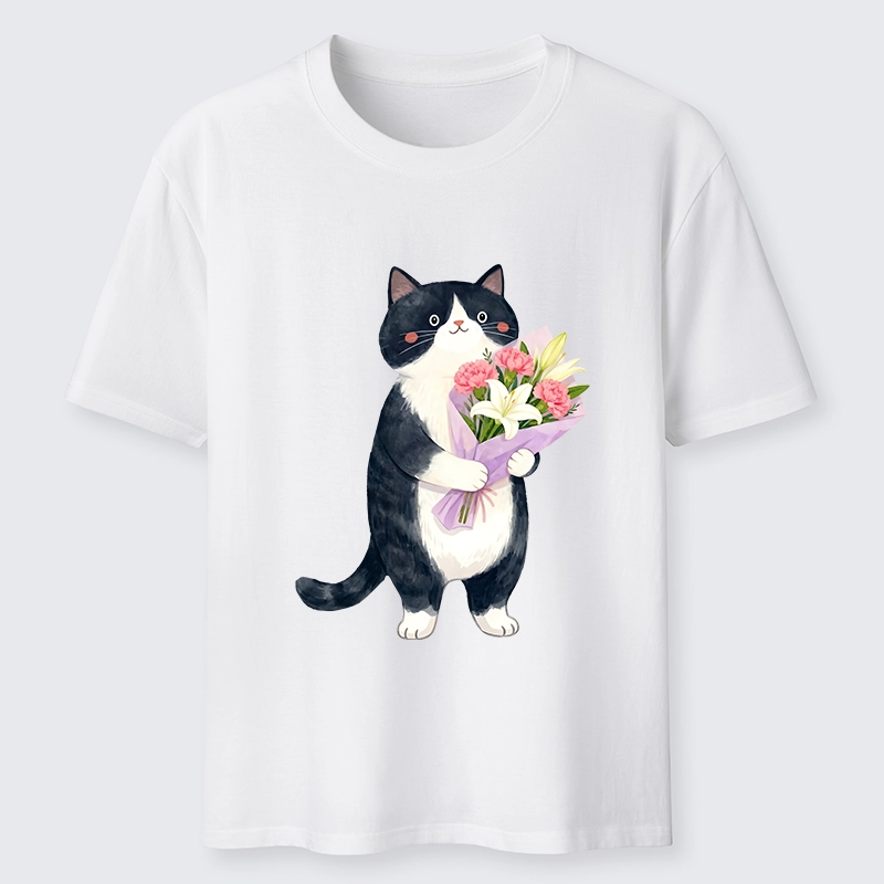 Tokyo-Lion Sweet Cat Delivers Flowers Classic T-Shirt