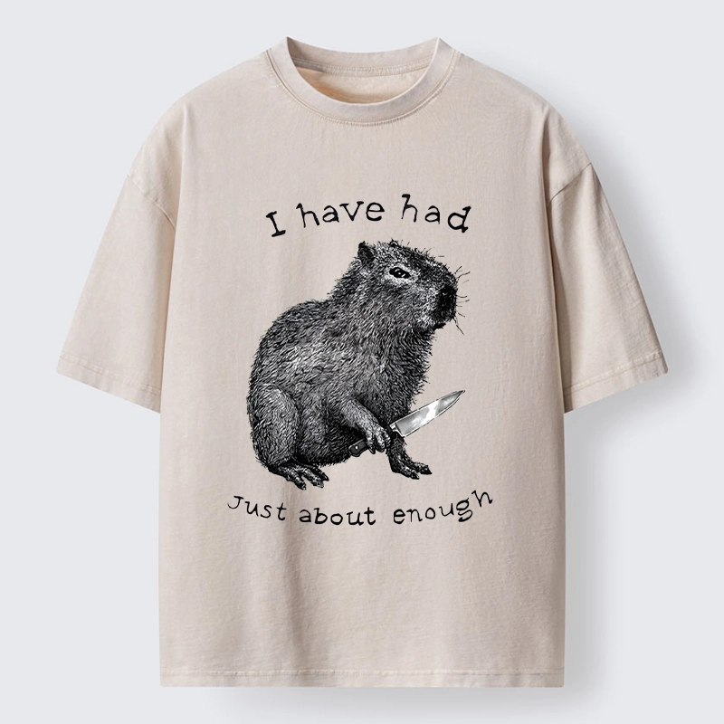 Tokyo-Lion Capybara With A Knife Washed T-Shirt