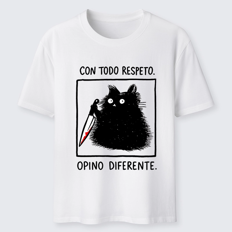 Tokyo-Lion Black Cat Holds Knife Disagrees Classic T-Shirt