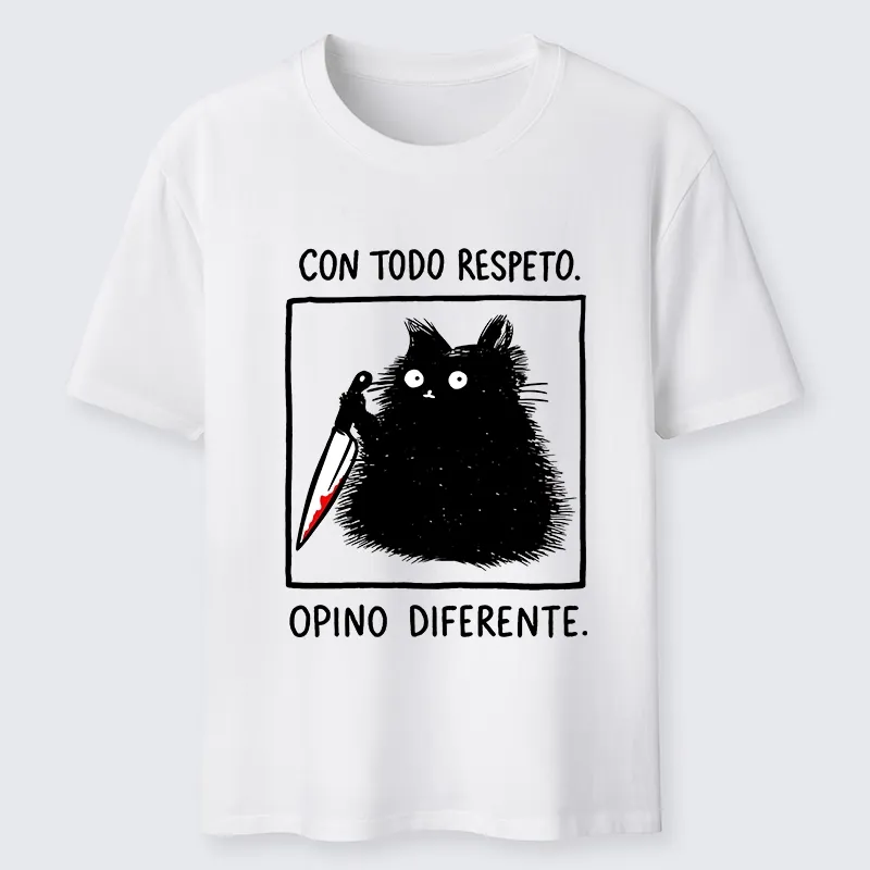 Tokyo-Lion Black Cat Holds Knife Disagrees Classic T-Shirt