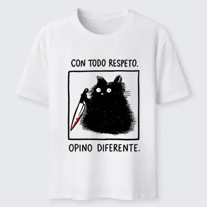 Tokyo-Lion Black Cat Holds Knife Disagrees Classic T-Shirt