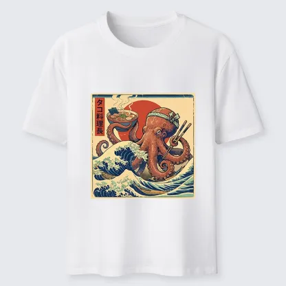 Tokyo-Lion Ukiyo-E Octopus Ramen Master Classic T-Shirt-Tokyo-Lion