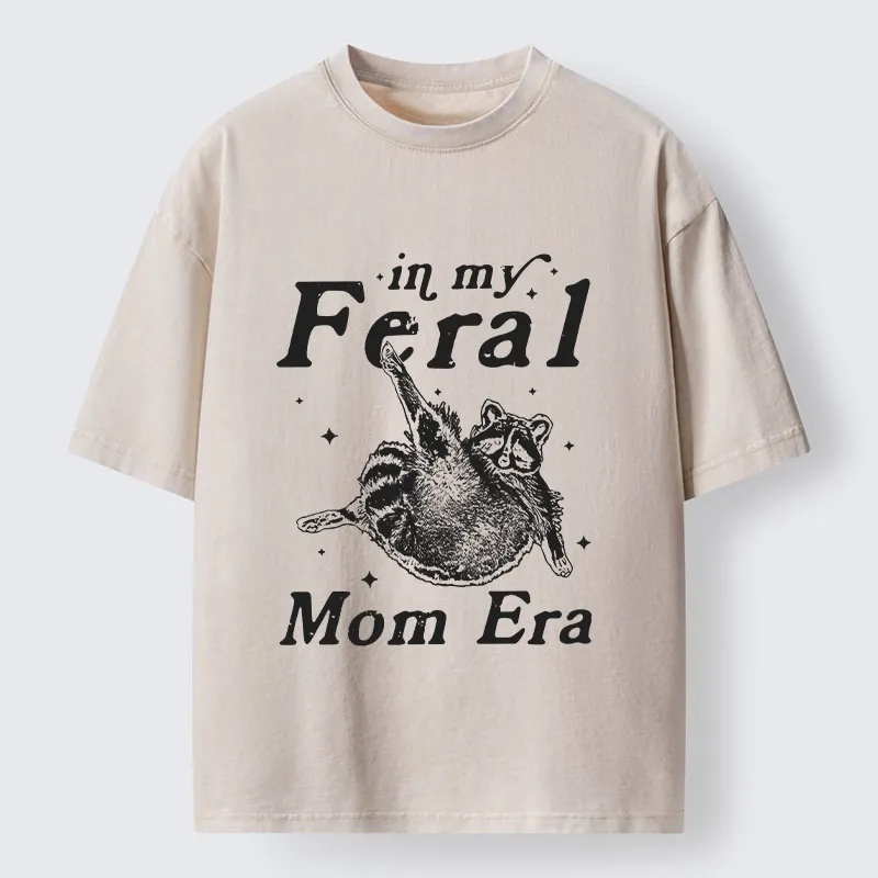 Tokyo-Lion Feral Mom Raccoon Meme Art Washed T-Shirt-Tokyo-Lion