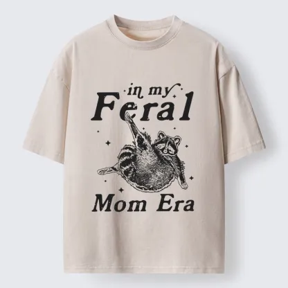 Tokyo-Lion Feral Mom Raccoon Meme Art Washed T-Shirt-Tokyo-Lion