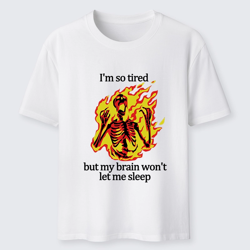 Tokyo-Lion Tired Skeleton On Fire Classic T-Shirt-Tokyo-Lion