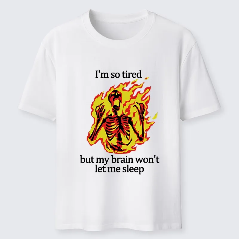 Tokyo-Lion Tired Skeleton On Fire Classic T-Shirt-Tokyo-Lion