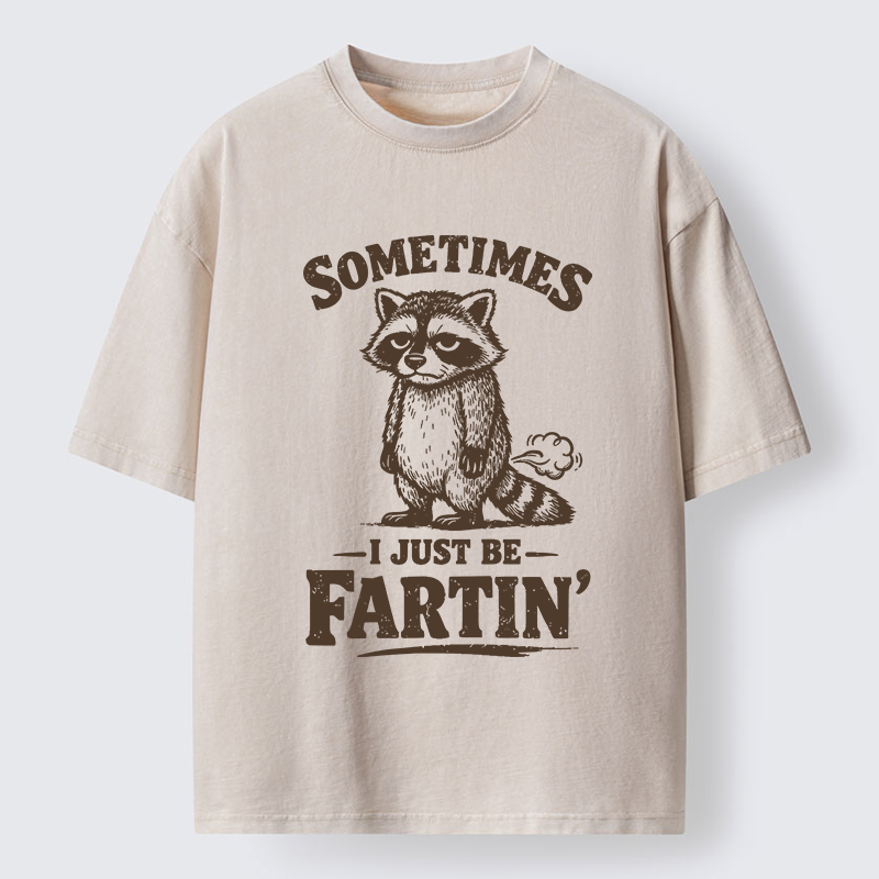 Tokyo-Lion Farting Raccoon Washed T-Shirt-Tokyo-Lion
