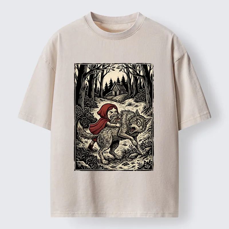 Tokyo-Lion Humor Of Inverted Stories Washed T-Shirt-Tokyo-Lion