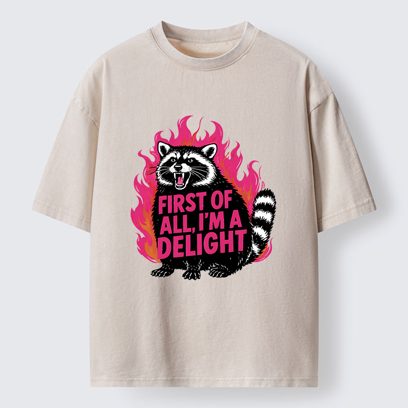 Tokyo-Lion Angry Raccoon Funny Washed T-Shirt-Tokyo-Lion