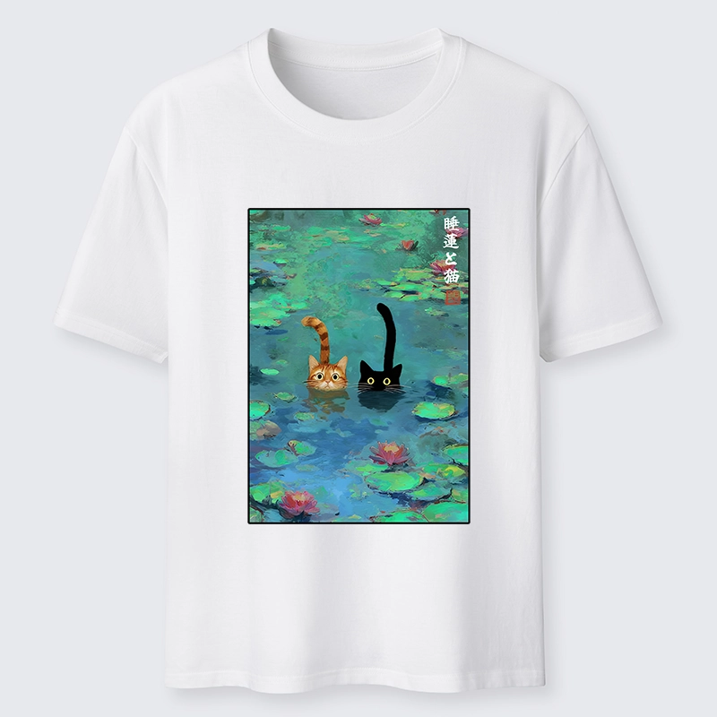 Tokyo-Lion Funny Cats Swimming In Lilies Classic T-Shirt