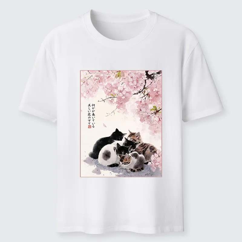Tokyo-Lion Cute Cats Sakura Garden Classic T-Shirt
