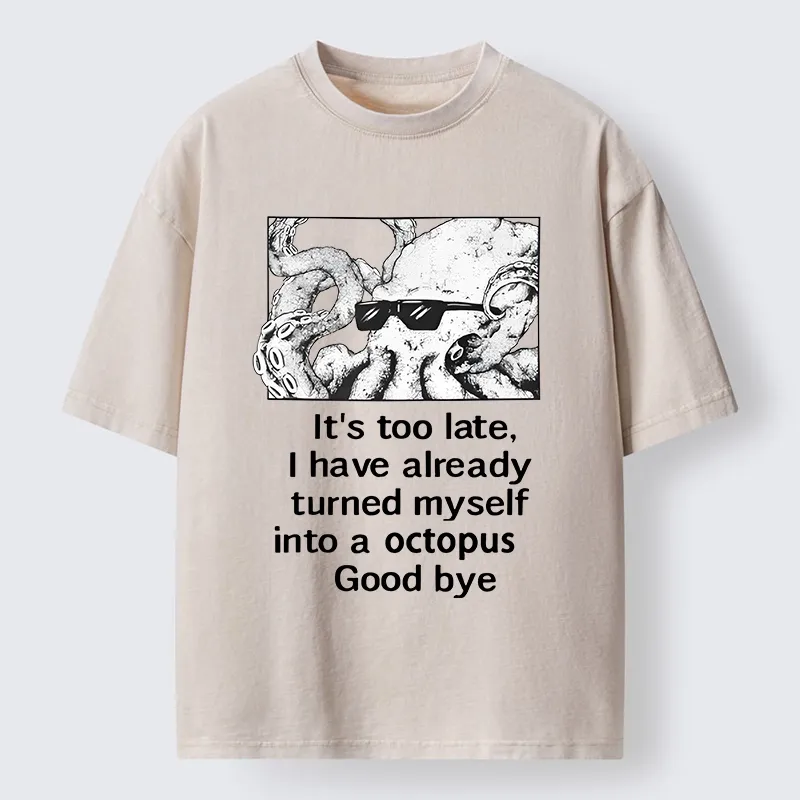 Tokyo-Lion Octopus Meme I Disappeared Completely Washed T-Shirt