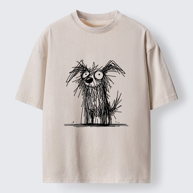 Tokyo-Lion Scruffy Dog Chaos Funny Washed T-Shirt