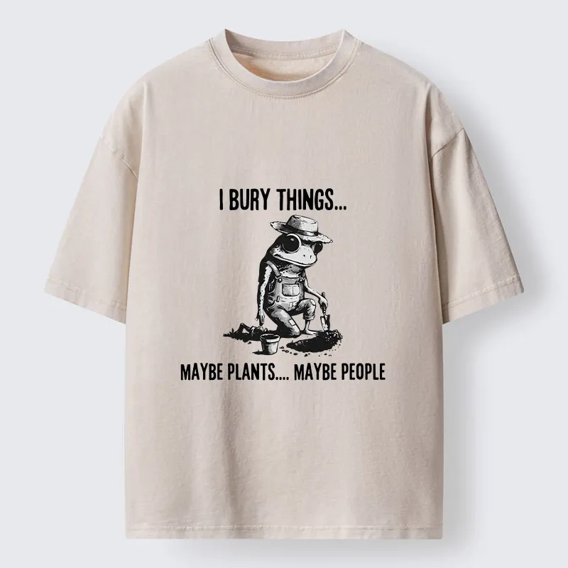 Tokyo-Lion Gardener Frog Dark Humor Meme Washed T-Shirt