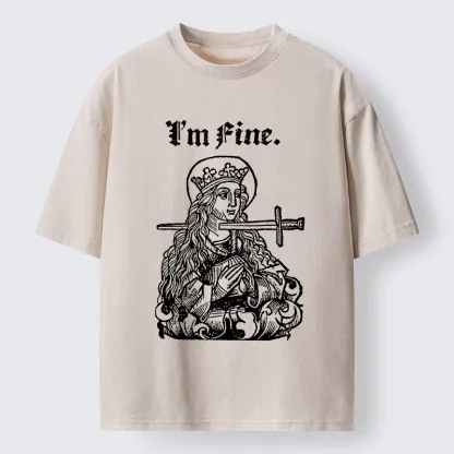 Tokyo-Lion Medieval Lady Im Fine Vibe Washed T-Shirt