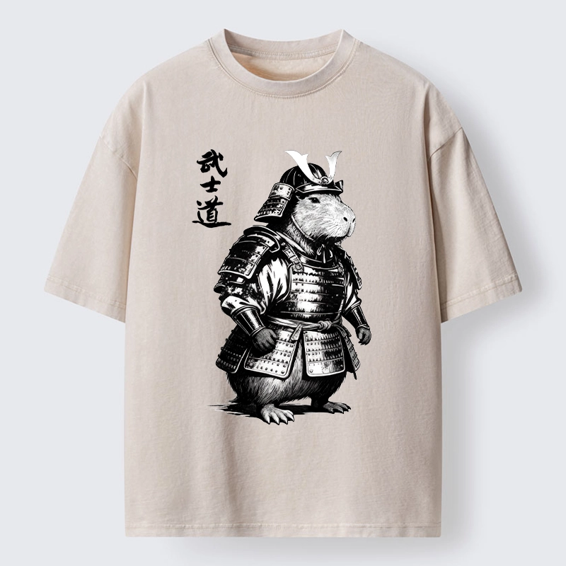 Tokyo-Lion Capybara Samurai No Fear Washed T-Shirt