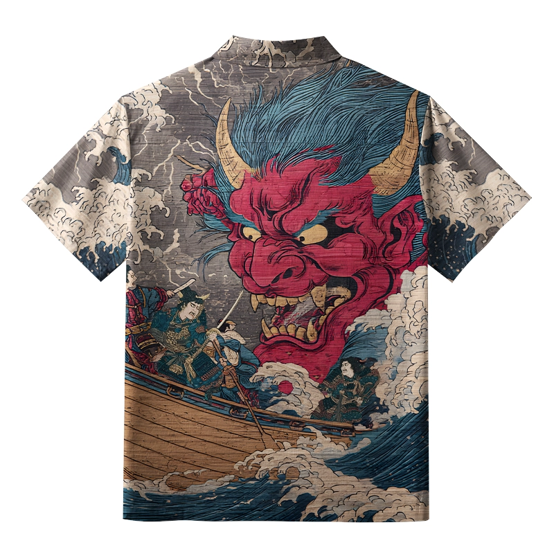Tokyo-Lion Demon And Samurai At Sea Aloha Hawaiian Shirt