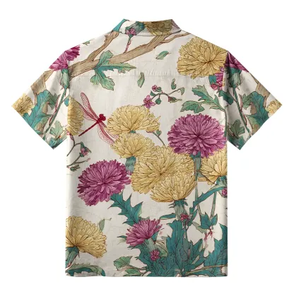 Tokyo-Lion Vivid Chrysanthemums In Nature Aloha Hawaiian Shirt