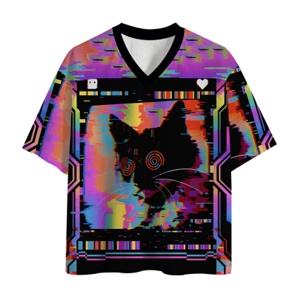 Tokyo-Lion Glitchy Cat Mesh Jersey