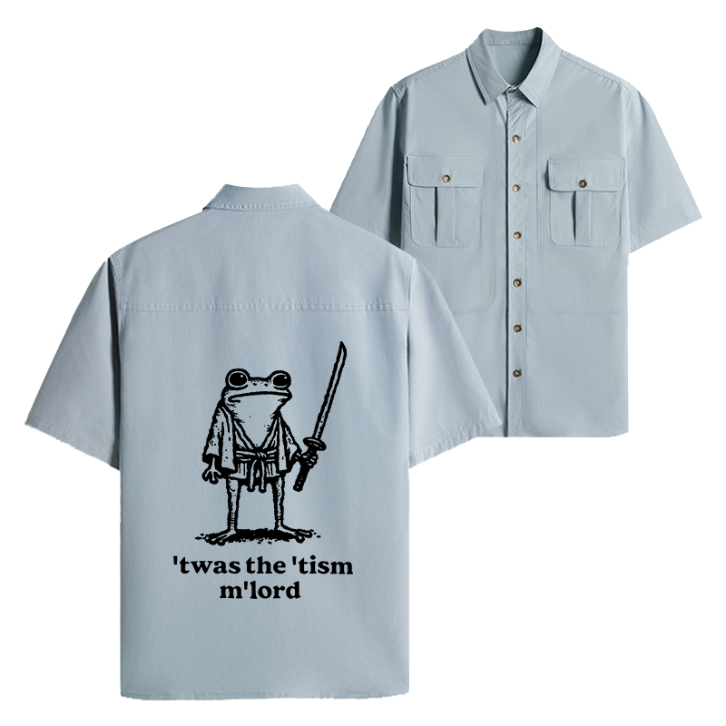 Tokyo-Lion Focused Samurai Frog Work Shirt-Tokyo-Lion