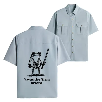 Tokyo-Lion Focused Samurai Frog Work Shirt-Tokyo-Lion
