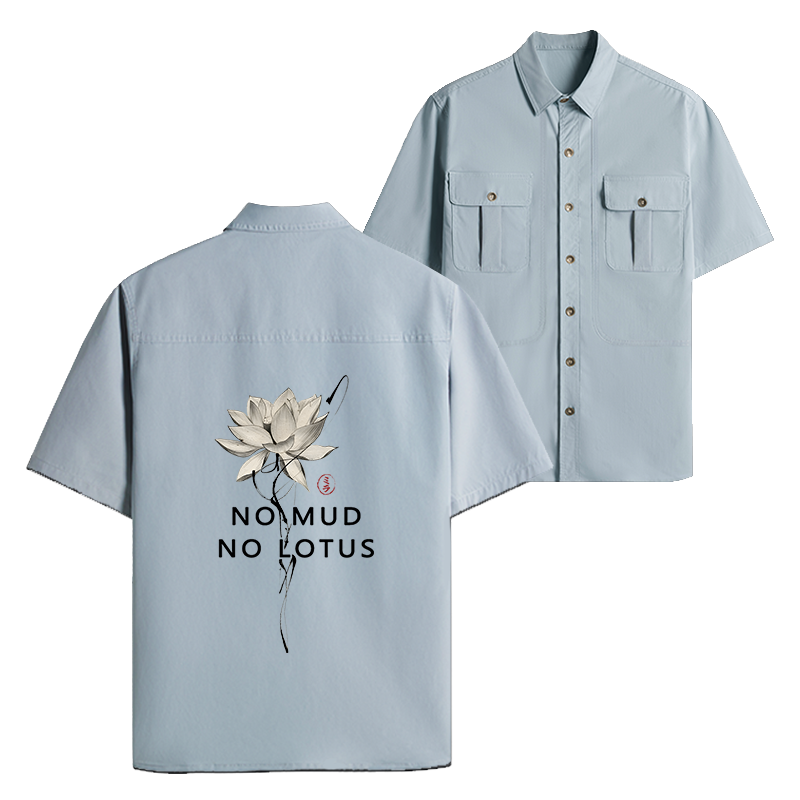 Tokyo-Lion  Japanese Zen Lotus Work Shirt
