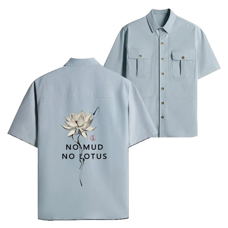 Tokyo-Lion  Japanese Zen Lotus Work Shirt