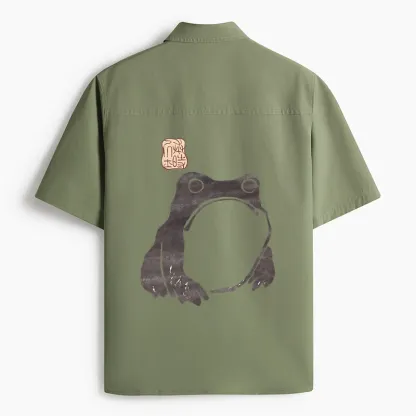 Tokyo-Lion Matsumoto Hoji Woodblock Print Frog Work Shirt-Tokyo-Lion