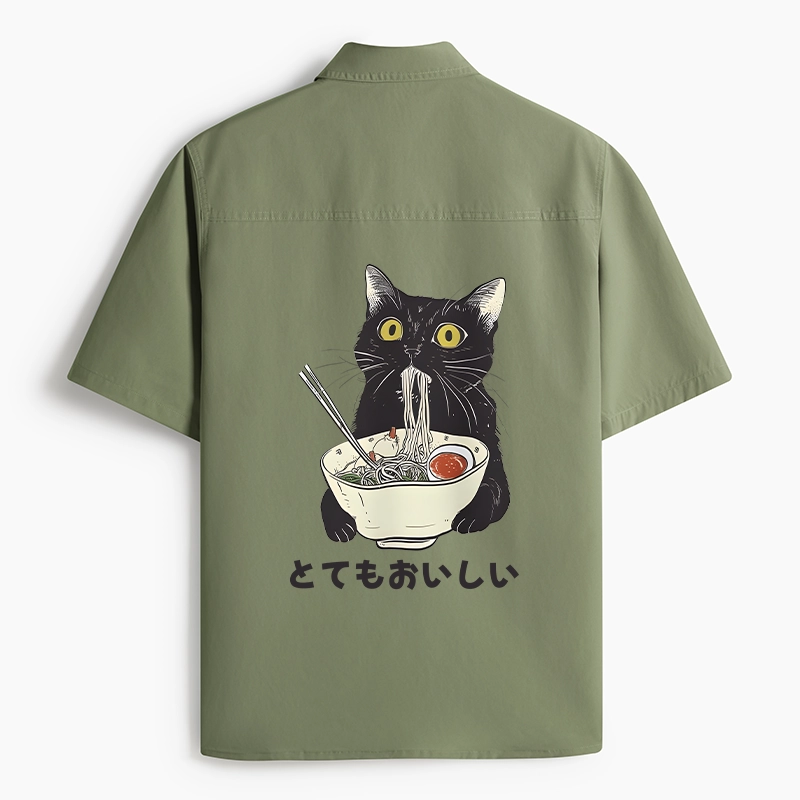 Tokyo-Lion Cats Eat Ramen Noodles Work Shirt-Tokyo-Lion