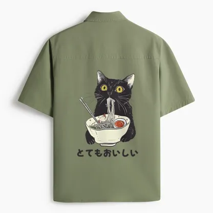 Tokyo-Lion Cats Eat Ramen Noodles Work Shirt-Tokyo-Lion