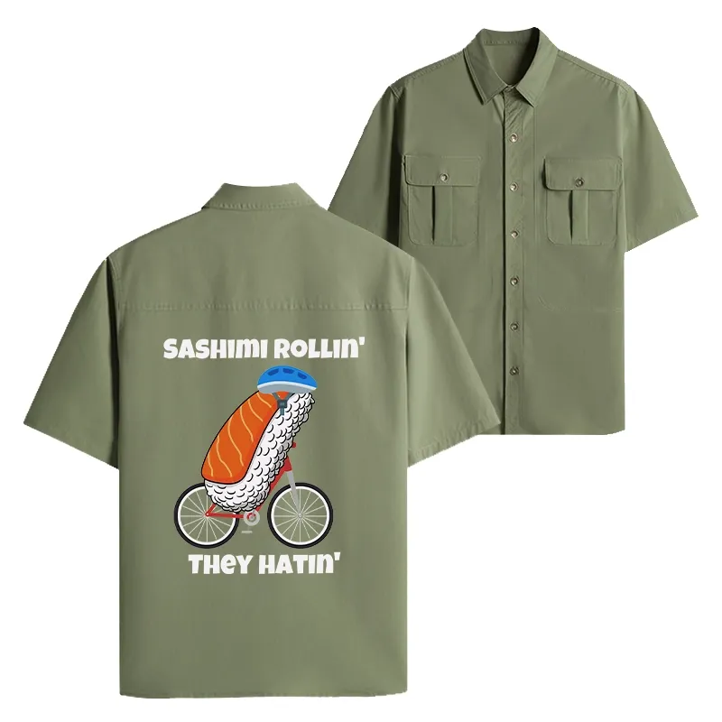 Tokyo-Lion Sashimi Rollin' They Hatin' Work Shirt-Tokyo-Lion