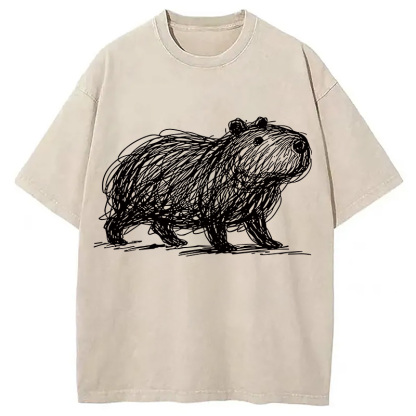 Tokyolion Minimalist Capybara Washed T-Shirt