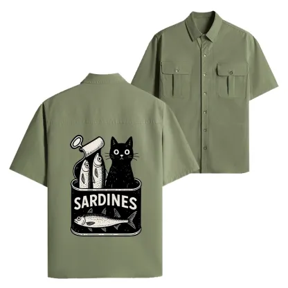 Tokyo-Lion Cat And Canned Fish Work Shirt-Tokyo-Lion