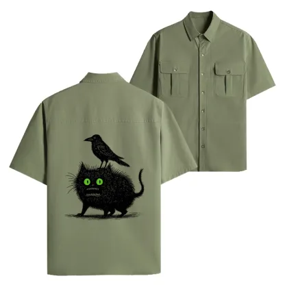 Tokyo-Lion Crow And Black Cat Work Shirt-Tokyo-Lion