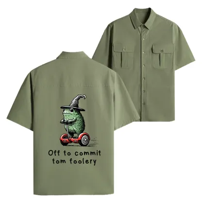 Tokyo-Lion Frog Riding A Balance Scooter Work Shirt