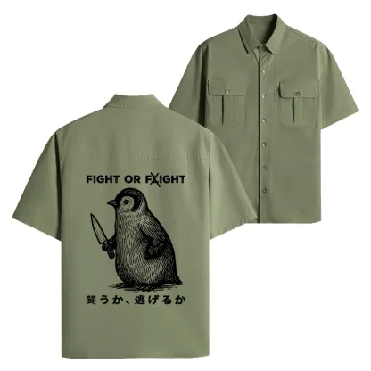 Tokyo-Lion Funny Fight Or Flight Work Shirt