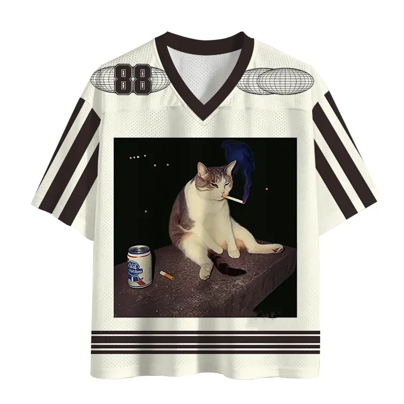 TokyoLion Cigarette Kitten Funny Smoking Cat Meme Mesh Jersey