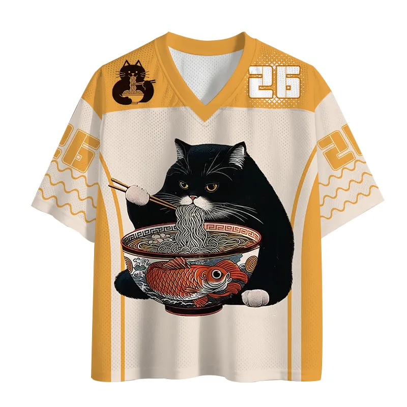 TokyoLion Fat Cat Eating Ramen Mesh Jersey