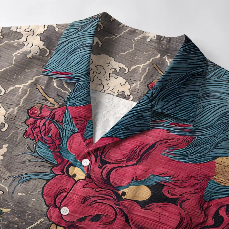 Tokyo-Lion Demon And Samurai At Sea Aloha Hawaiian Shirt