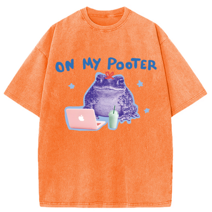 Tokyolion On My Pooter Funny Frog Washed T-Shirt