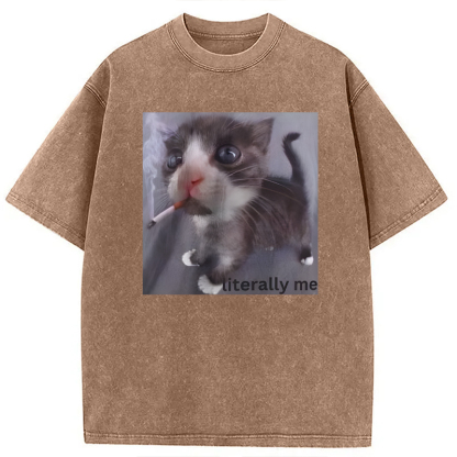 Tokyolion Literally Me Smoking Cat Washed T-Shirt