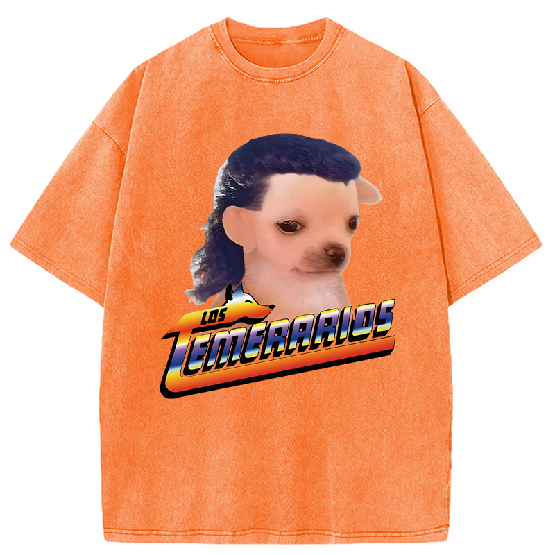 Tokyolion Chihuahua Mullet Meme Washed T-Shirt