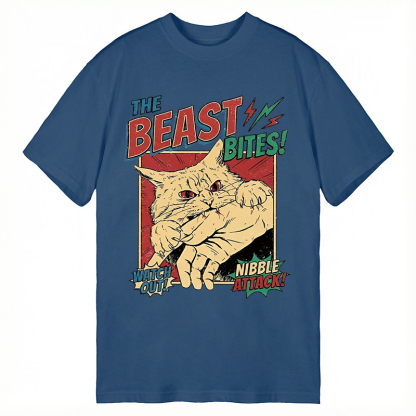 TokyoLion Vintage Horror Cat Bite Classic T-Shirt-Tokyo-Lion