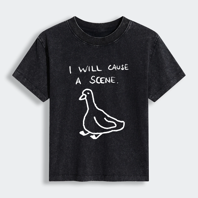 Tokyo-Lion Stupid Goose Funny Japan Retro Women's Washed T-shirt