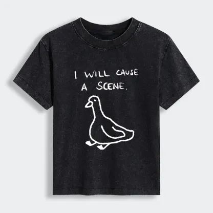 Tokyo-Lion Stupid Goose Funny Japan Retro Women's Washed T-shirt